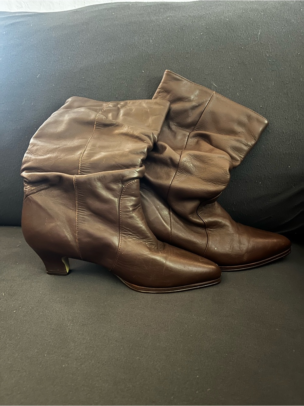 Vintage Classic Brown Leather Mid-Calf Women's Boots